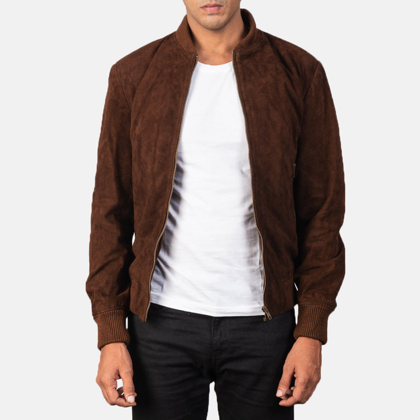 Shane Moka Suede Blouson Bombardier en Cuir pour Homme