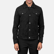 Vue détaillée of Shirt &amp; Snap Button Hardware on Men's Stallon Black Suede Jacket