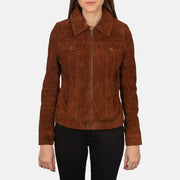 
Brown Goatskin suede Jacket - Vue arrière montrant la carrure ajustée et l'ourlet net