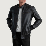 
Sven Mocha Suede Bomber Jacket - Vue de profil mettant en valeur la coupe de manche ergonomique
