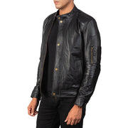 Black Sheepskin Leather Biker Jacket - Vue de dos avec coupe ajustée aux épaules &amp; ourlet soigné