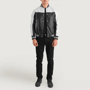 Terrance Noir Varsity Veste en Cuir pour Homme – Vue produit alternative 3