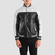 Terrance Noir Varsity Veste en Cuir pour Homme – Vue produit alternative 4