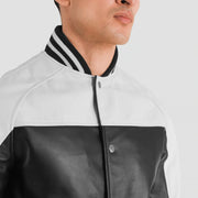 Terrance Noir Varsity Veste en Cuir pour Homme – Vue produit alternative 6