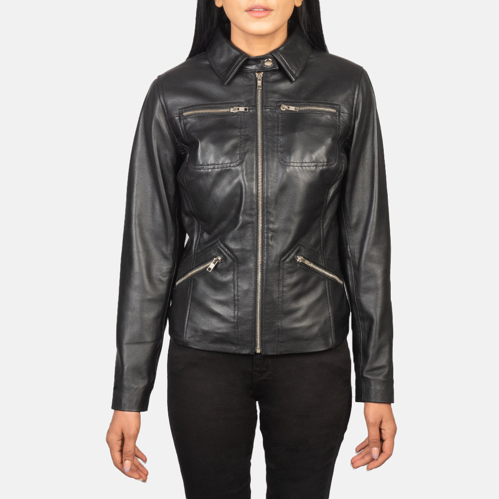 Tomachi Rouge Veste en Cuir pour Femme – Vue produit alternative 4