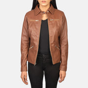Tomachi Rouge Veste en Cuir pour Femme – Vue produit alternative 1