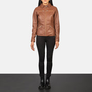 Tomachi Rouge Veste en Cuir pour Femme – Vue produit alternative 3