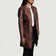 
Maroon Sheepskin leather Coat - Vue arrière montrant la carrure ajustée et l'ourlet net