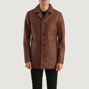 
Urban Slate Marron Manteau en Cuir pour Homme in Brown Cowhide Leather - Vue de face & silhouette ajustée | Acheter en ligne