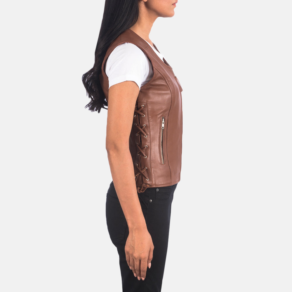 Brown Sheepskin Leather Biker Jacket - Vue de dos avec coupe ajustée aux épaules &amp; ourlet soigné