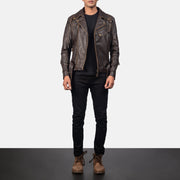 Vincent Noir Veste Motard en Cuir pour Homme – Vue produit alternative 4