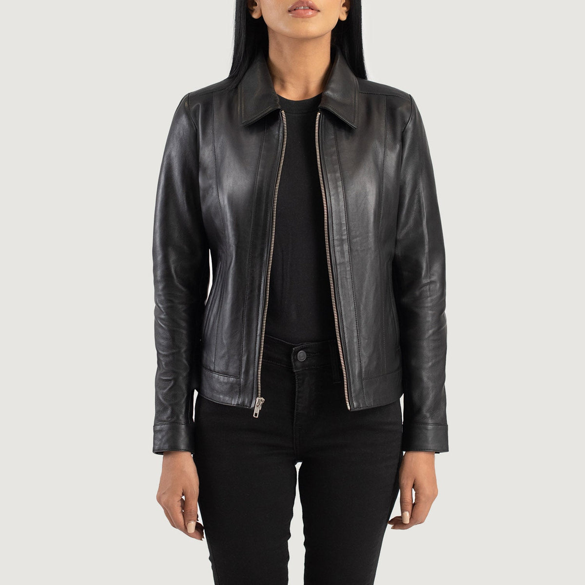 Vixen Classic Collar Veste en Cuir pour Femme – Vue produit alternative 1
