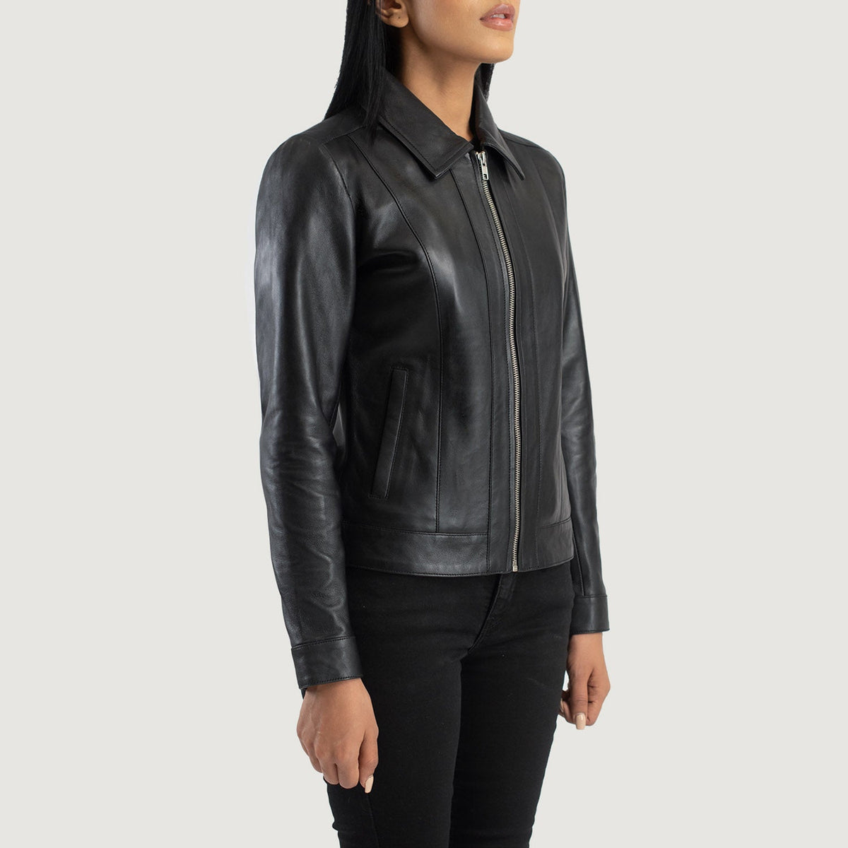 Vixen Classic Collar Veste en Cuir pour Femme – Vue produit alternative 2