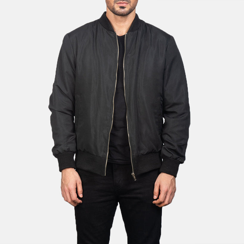 Zack Noir Blouson Bombardier en Cuir pour Homme