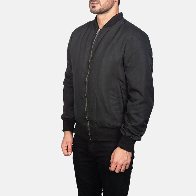 Zack Noir Blouson Bombardier en Cuir pour Homme