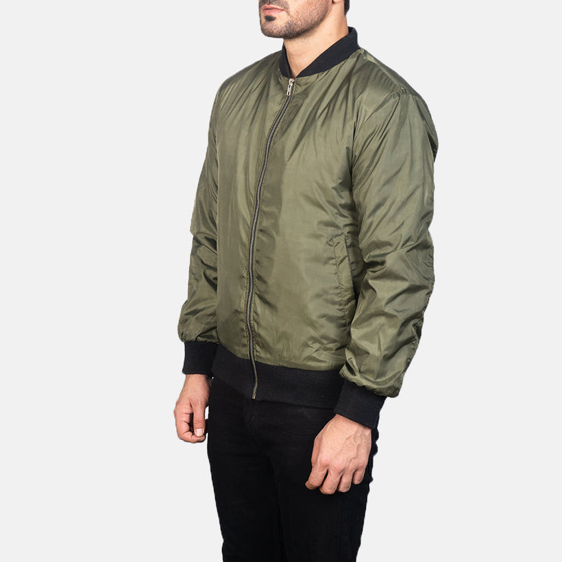Zack Vert Blouson Bombardier en Cuir pour Homme