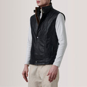 Zane Grey Suede Vest For Men - Vue de profil avec coupe de manche ergonomique