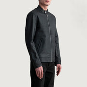 Tumbled Black Sheepskin Leather Biker Jacket - Vue de dos avec coupe ajustée aux épaules &amp; ourlet soigné